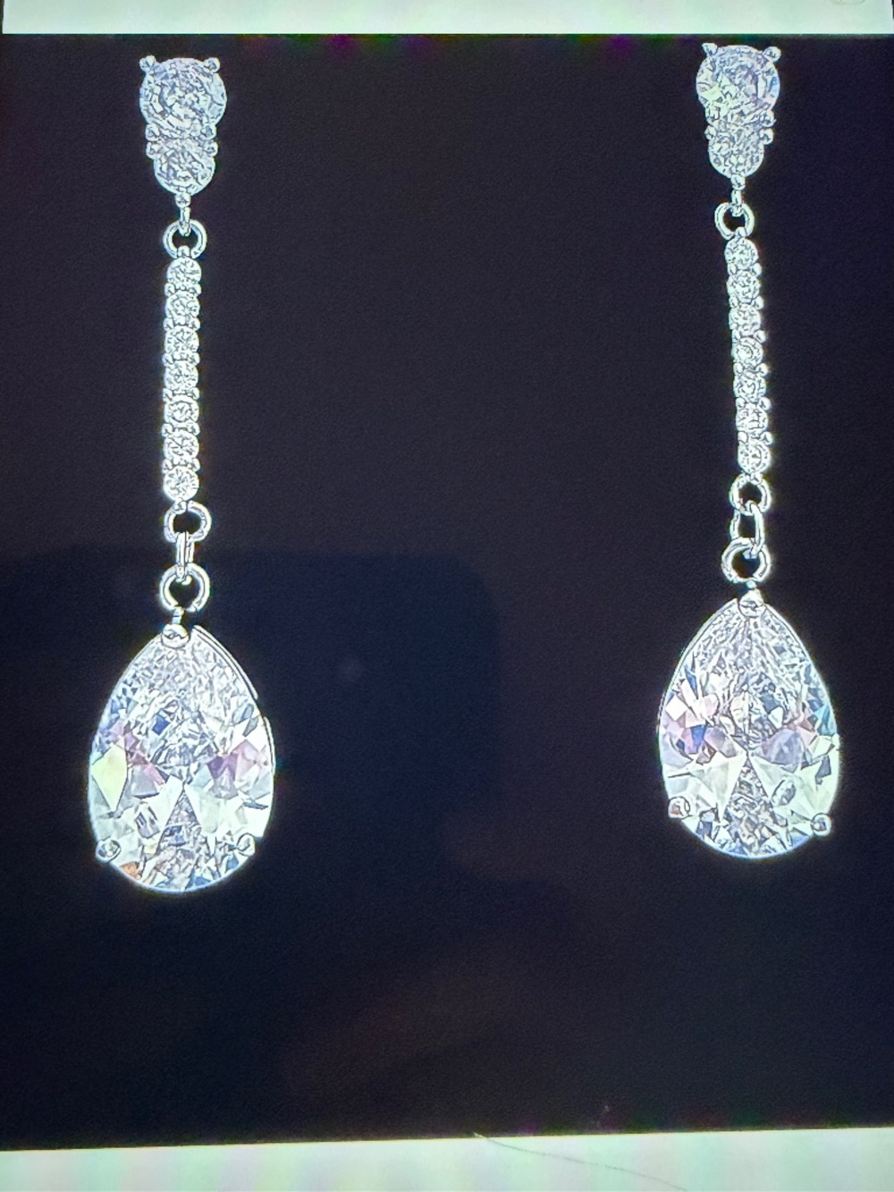 White Sapphire and Quartz Crystal Teardrop Earrings: 14kt White Gold/Silver
